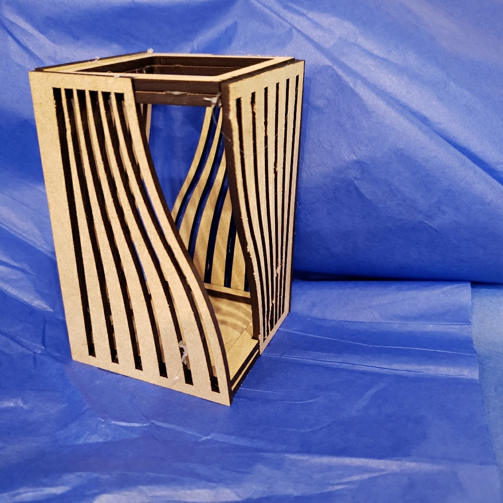 Custom wooden  wave style pencil holder